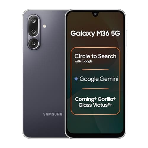 Samsung Galaxy M36 5G Mobile (Velvet Black, 6GB RAM, 128GB Storage) | Google Gemini| Gorilla Glass Victus+ | 7.7mm | AI Enhanced 50MP OIS Triple Camera| Nightography| Lag-free Gaming | Without Charger
